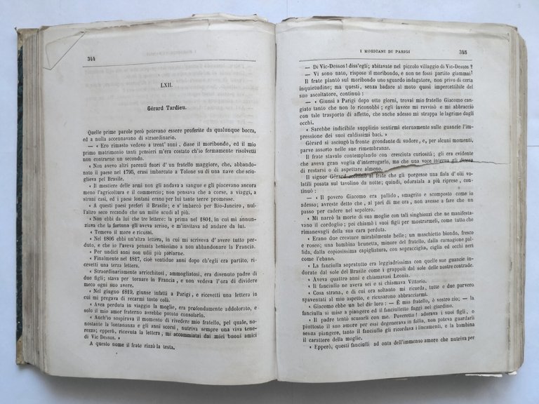 I MOHICANI DI PARIGI Alessandro Dumas 2 volumi 1868 CioffI …