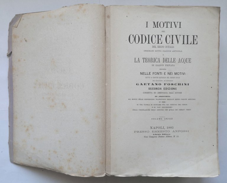 I MOTIVI DEL CODICE CIVILE REGNO D'ITALIA di Gaetano Foschini …