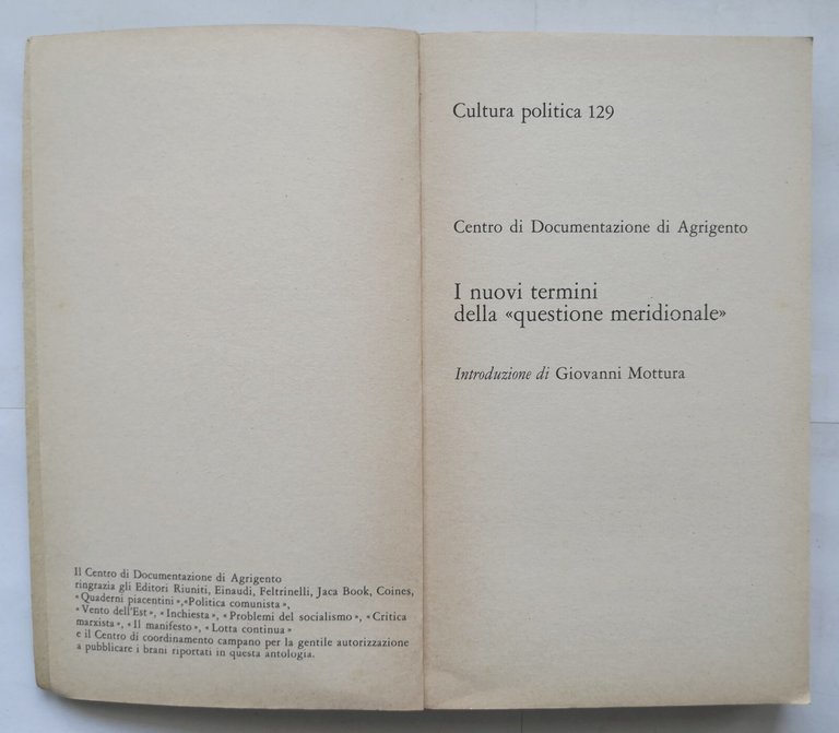 I NUOVI TERMINI DELLA QUESTIONE MERIDIONALE 1974 Savelli libro Salvati …