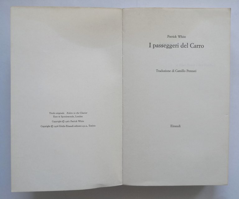 I PASSEGGERI DEL CARRO di Patrick White 1976 Einaudi Libro …
