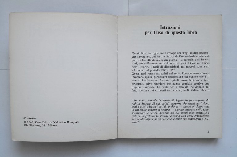 I PENSIERI DEL FEDERALE 1969 Bompiani libro fascismo fogli di …