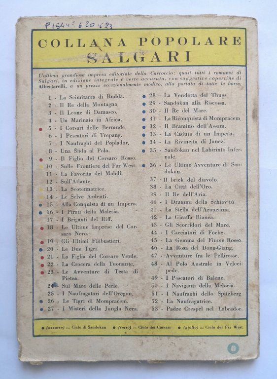I PESCATORI DI BALENE di Emilio Salgari 1947 Carroccio Libro …