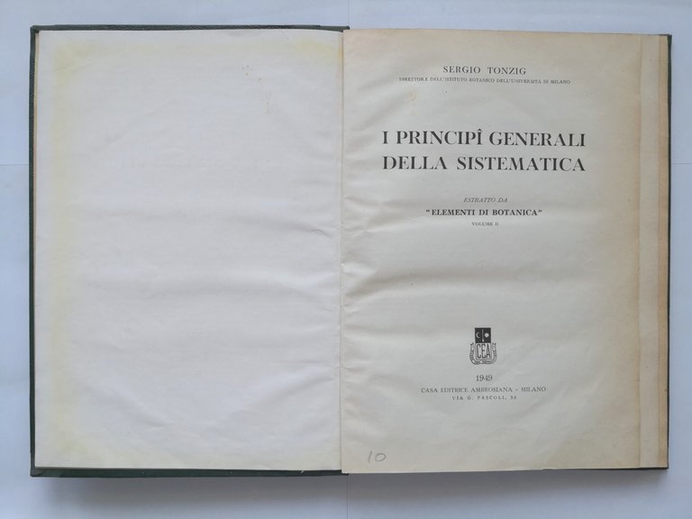 I PRINCIPI GENERALI DELLA SISTEMATICA di Sergio Tonzig 1949 Libro …