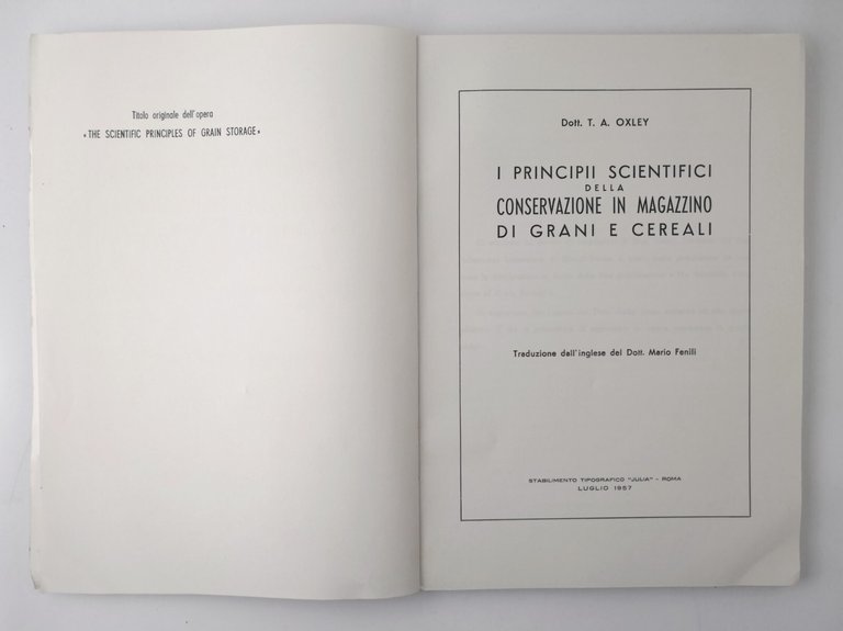 I PRINCIPII SCIENTIFICI DELLA CONSERVAZIONE IN MAGAZZINO DI GRANI E …