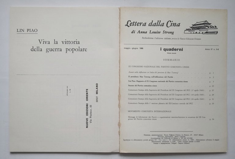 I QUADERNI Numero 5 6 maggio giugno 1969 Nuove Edizioni …