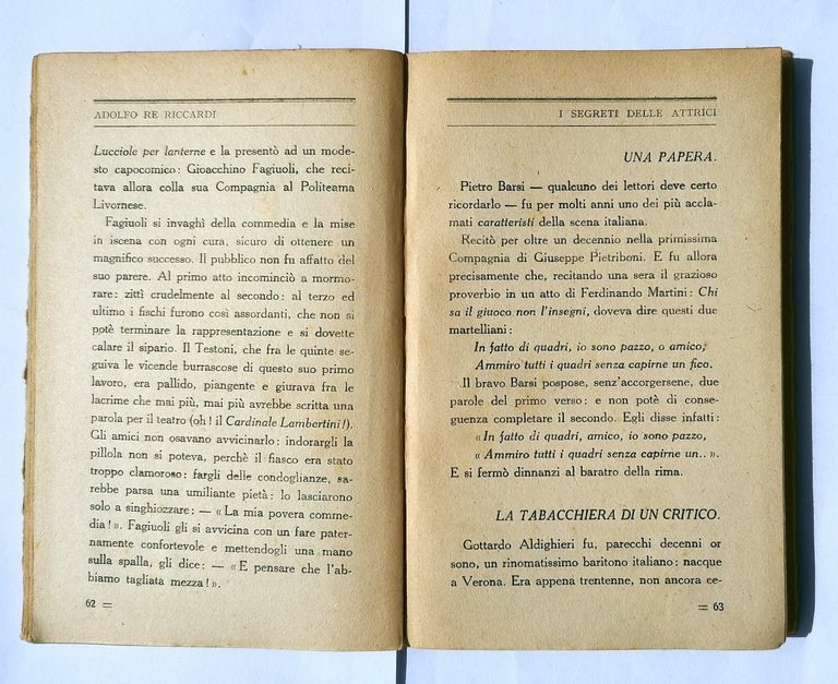 I Segreti Delle Attrici di Adolfo Re Riccardi 1921 Vitagliano …