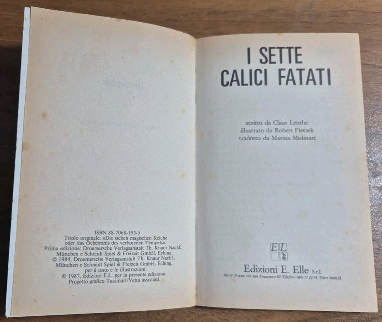 I SETTE CALICI FATATI di Claus Lenthe 1987 E Elle …