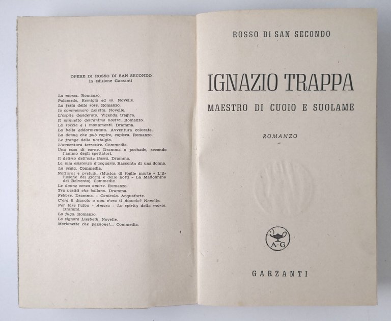 IGNAZIO TRAPPA maestro cuoio Rosso Di San Secondo 1943 Garzanti …