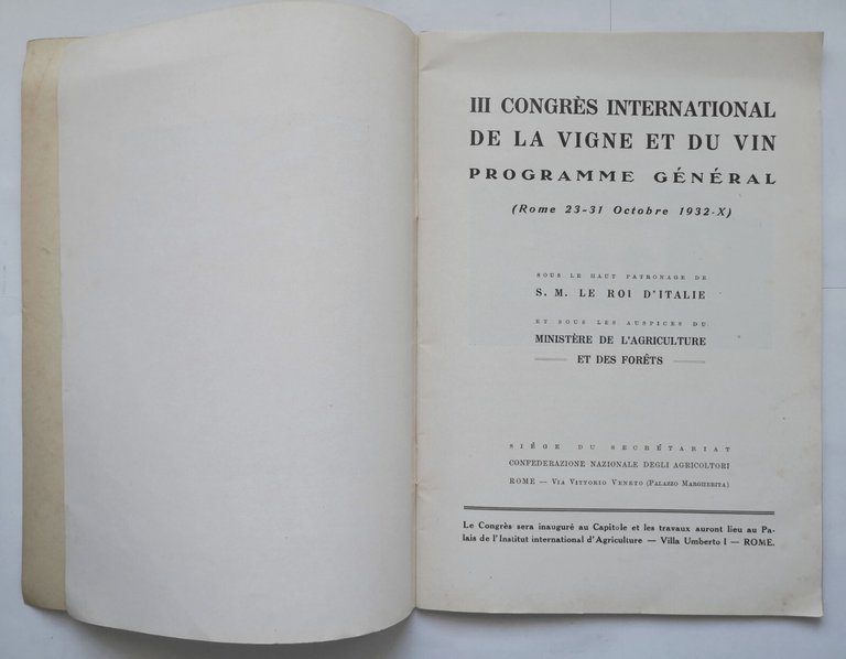 III CONGRESSO INTERNAZIONALE DELLA VITE E DEL VINO Roma ottobre …