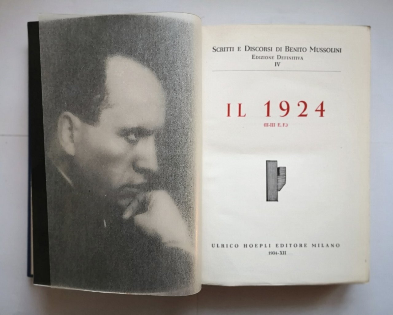 IL 1924 di Benito Mussolini 1934 Ulrico Hoepli libro anno …