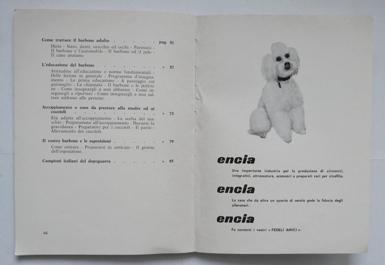 IL BARBONE standard allevamento educazione di Antonio Sabbadini 1967 Encia …