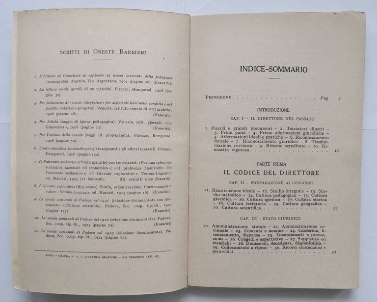 IL BREVIARIO DEL DIRETTORE DIDATTICO di Oreste Barbieri 1924 Libro …