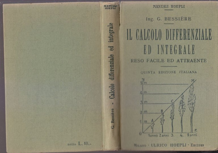 IL CALCOLO DIFFERENZIALE ED INTEGRALE di Gustavo Bessiere 1943 Hoepli …