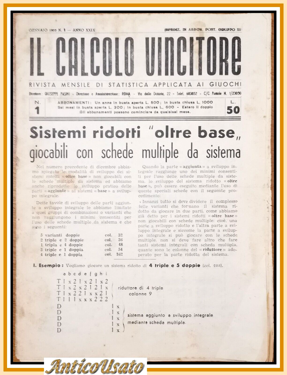 IL CALCOLO VINCITORE rivista di statistica applicata ai giochi Lotto …