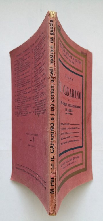 IL CANARINO di Paola 1934 Antonio Vallardi libro comuni uccelli …