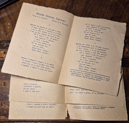 IL CANZONIERE POPOLARE Piedigrotta 1908 Bideri libretto canzoni napoletane