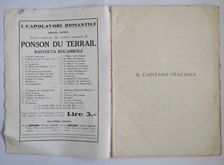 IL CAPITANO FRACASSA di Teofilo Gautier 1927 Sonzogno libro illustrato …