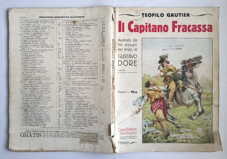 IL CAPITANO FRACASSA di Teofilo Gautier 1927 Sonzogno libro illustrato …
