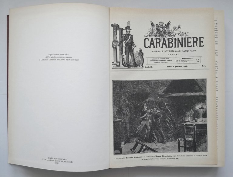 IL CARABINIERE copia anastatica del 1883 rivista 1981 arma giornale …