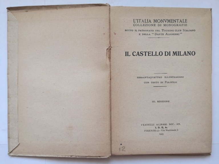 IL CASTELLO DI MILANO 64 illustrazion testo Polifilo 1925 Fratelli …