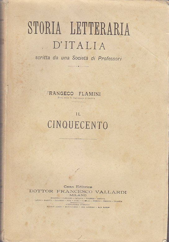 IL CINQUECENTO di Francesco Flamini - storia letteraria d'Italia 1900? …