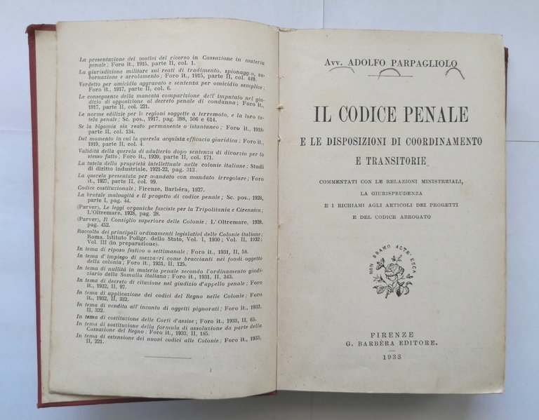 IL CODICE PENALE e le disposizioni di Adolfo Parpagliolo 1933 …