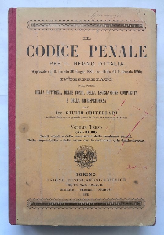 IL CODICE PENALE PER IL REGNO D'ITALIA di Crivellari 5 …