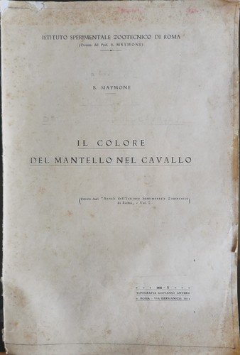 IL COLORE DEL MANTELLO NEL CAVALLO di B. Maymone 1932 …
