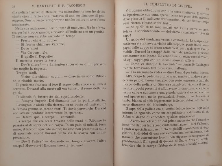 IL COMPLOTTO DI GINEVRA V Bartlett P Jacobson 1934 Mondadori …