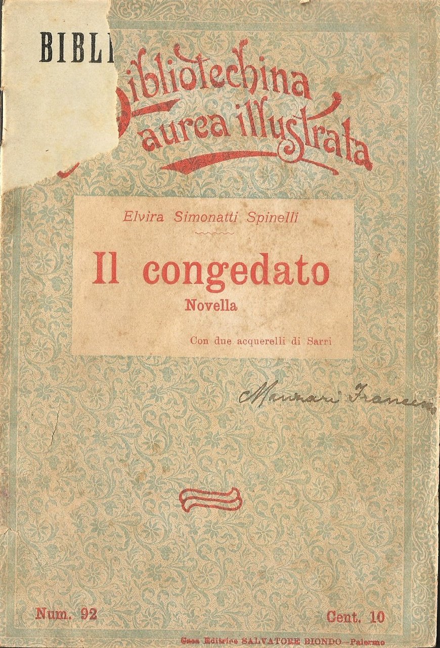 IL CONGEDATO di Simonatti Spinelli 1909 libro per l'infanzia illustrato …
