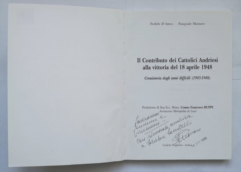 IL CONTRIBUTO DEI CATTOLICI ANDRIESI ALLA VITTORIA 18 APRILE 1948 …