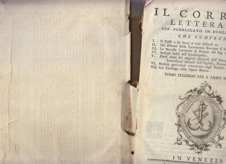 IL CORRIER LETTERARIO tomo II per l'anno 1766 Antonio Graziosi …