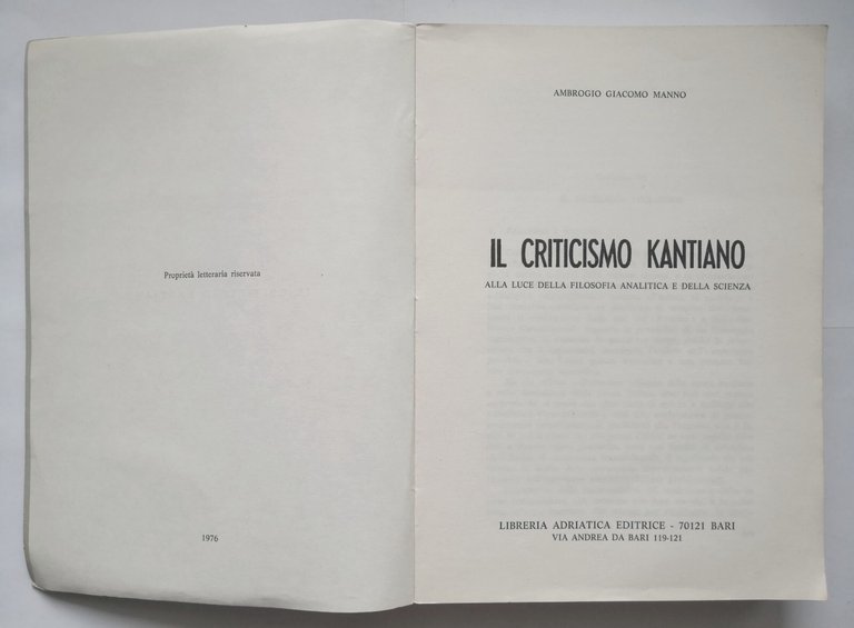 IL CRITICISMO KANTIANO parte II di Ambrogio Giacomo Manno 1976 …