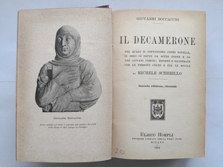 IL DECAMERONE di Giovanni Boccaccio 1924 Hoepli libro le dieci …