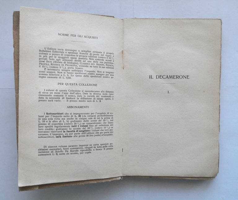 IL DECAMERONE novella prima di Giovanni Boccaccio 1913 Formiggini libro …