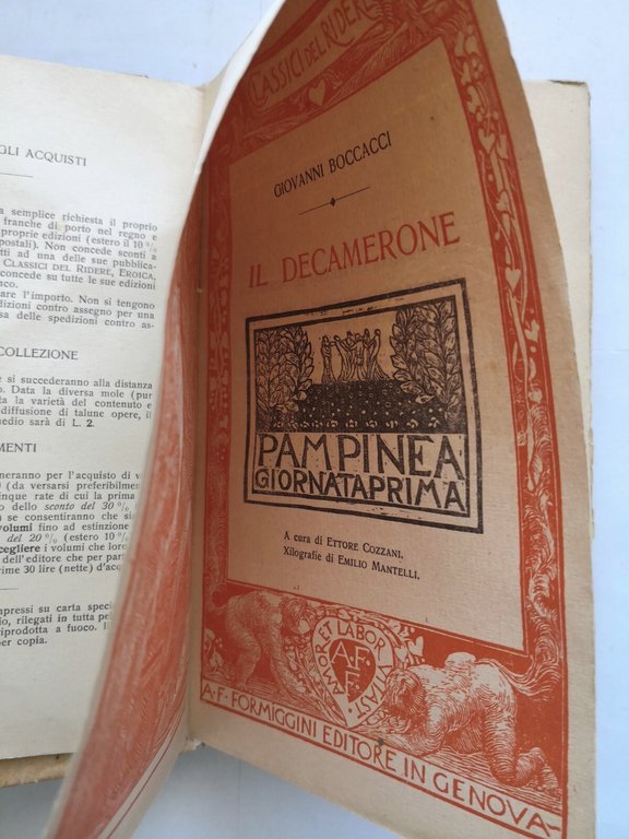 IL DECAMERONE novella prima di Giovanni Boccaccio 1913 Formiggini libro …