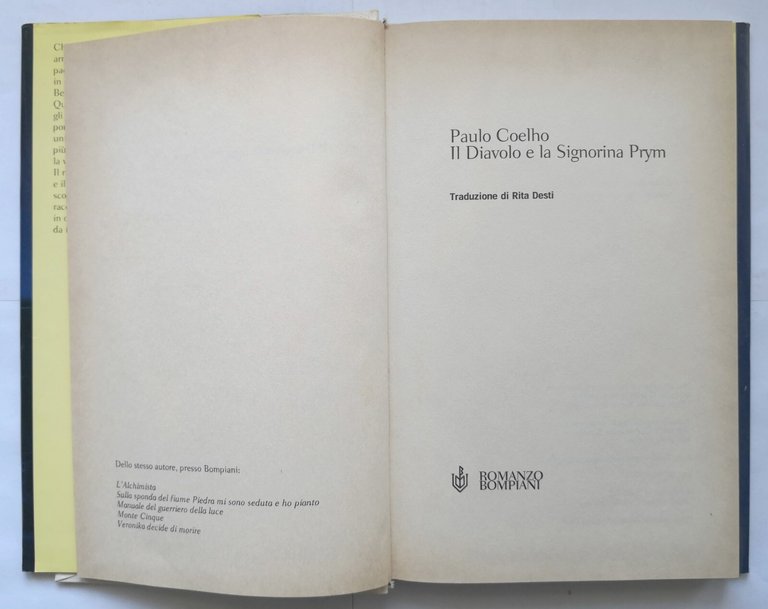 IL DIAVOLO E LA SIGNORINA PRYM di Paolo Coelho 2000 …