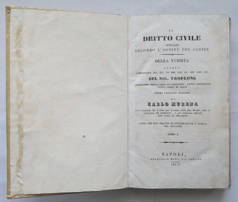 IL DIRITTO CIVILE di Troplong 2 volumi completo 1840 1841 …