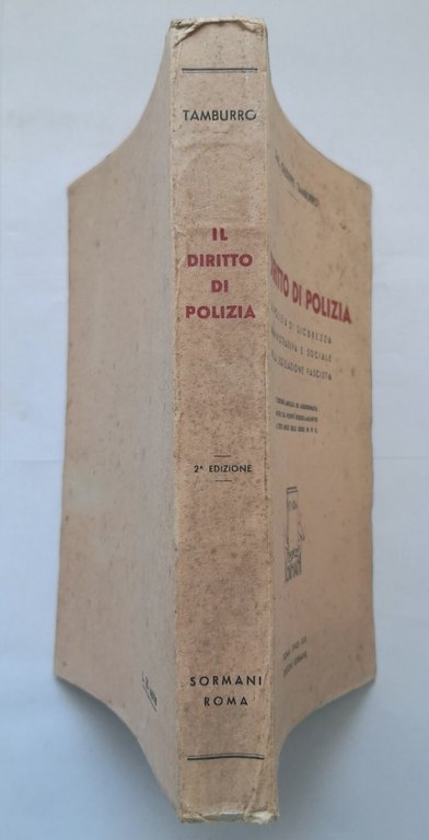 IL DIRITTO DI POLIZIA di Giuseppe Tamburro 1940 Edizioni Sormani …