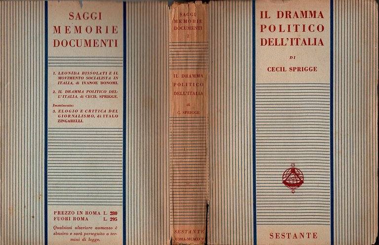 IL DRAMMA POLITICO DELL'ITALIA di Cecil Sprigge 1945 Sestante Libro …