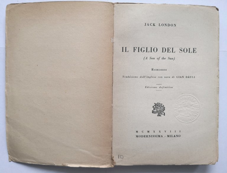IL FIGLIO DEL SOLE romanzo di Jack London 1928 Modernissima …