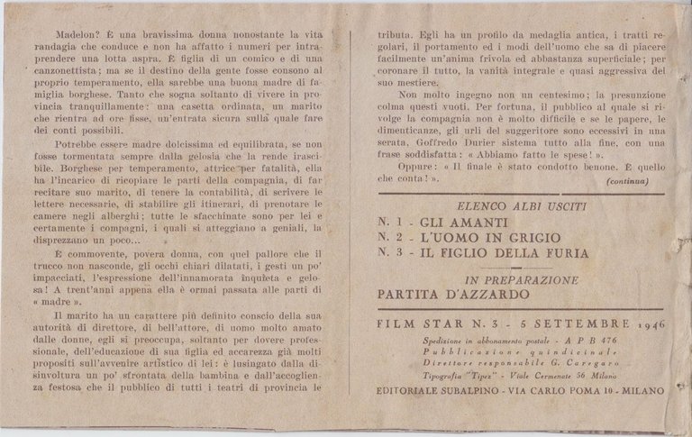 IL FIGLIO DELLA FURIA albo Film Star settembre 1946 Tyron … | Immagine Gallery 2