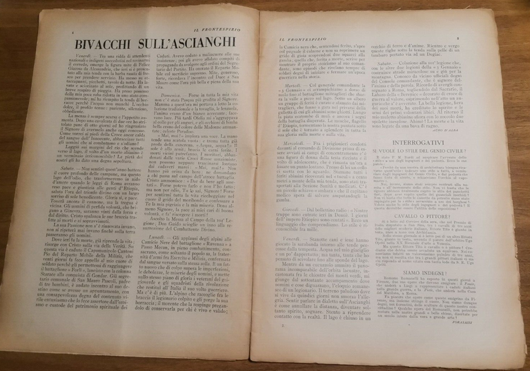 IL FRONTESPIZIO giugno 1936 Rivista letteratura Bargellini Giordani Branca Cambi