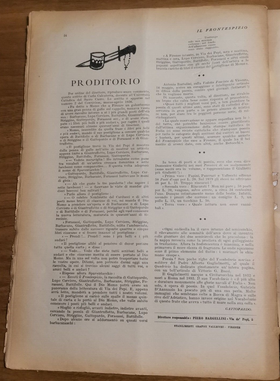 IL FRONTESPIZIO giugno 1936 Rivista letteratura Bargellini Giordani Branca Cambi