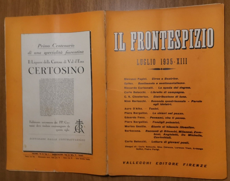 IL FRONTESPIZIO luglio 1935 Rivista letteratura Papini Bargellini Soffici Parigi