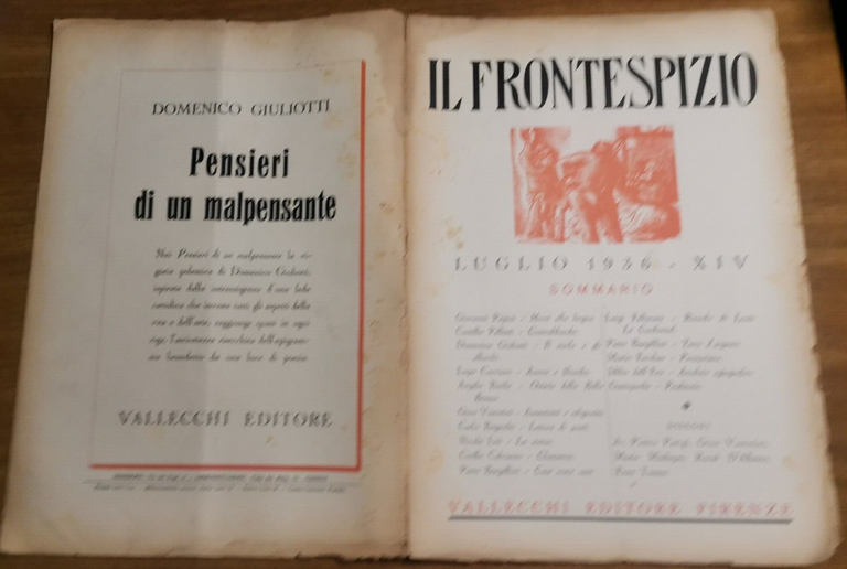 IL FRONTESPIZIO luglio 1936 Rivista letteratura Papini Giuliotti Visintini Tomea
