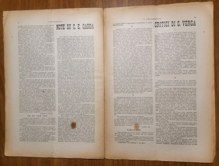 IL FRONTESPIZIO ottobre 1934 Rivista letteratura Papini Fallacara Bo Bargellini