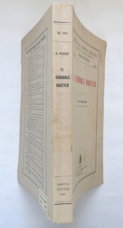 IL GIORNALE NAUTICO di Saverio Nisio 1943 CEDAM libro studi …