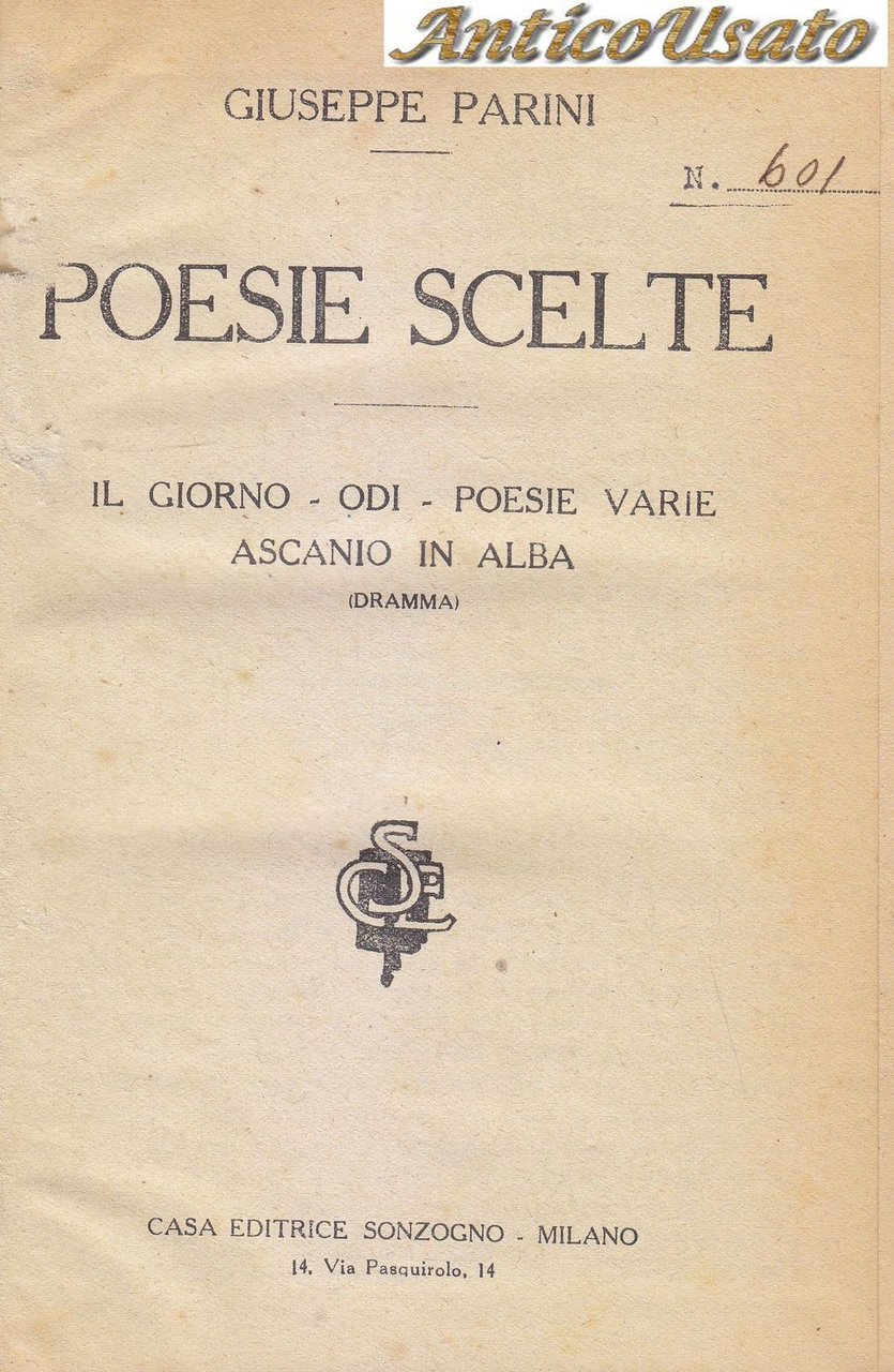 IL GIORNO ODI POESIE VARIE ASCANIO IN ALBA di Giuseppe …