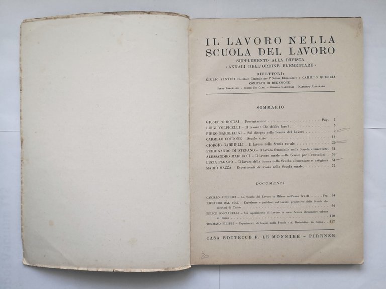 IL LAVORO NELLA SCUOLA DEL LAVORO 1941 Le Monnier Libro …